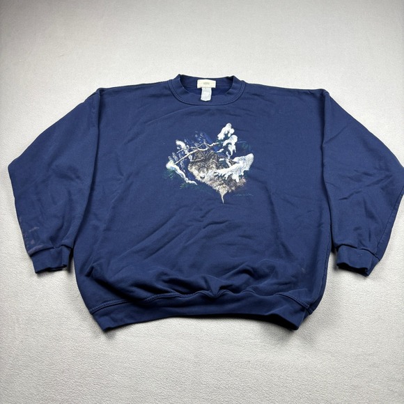 Northern Reflections Other - Vintage Northern Reflections Wolf Graphic Sweatshirt Navy Blue Mens Pullover